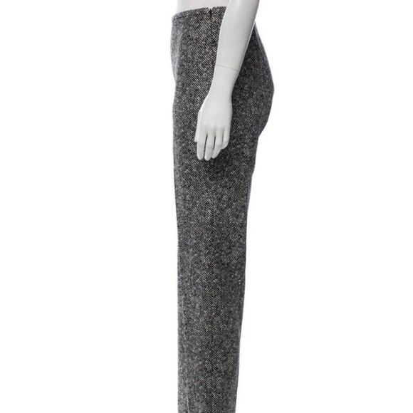 Michael Kors Collection Italy Black White Textured Wool Mid Rise Straight Pant 4 - Picture 2 of 11